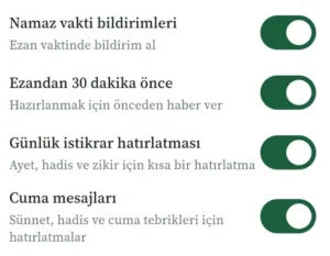 İslam Rehberi bildirim ayarları - namaz vakti, ezan öncesi ve Cuma hatırlatmaları